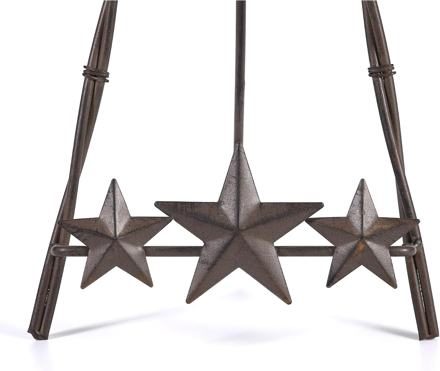 13" H Tall Horseshoe Plate Stand with Star, Metal Plate Holder Display Stand, Western-themed Picture Frame Photo Stand for Home Decor