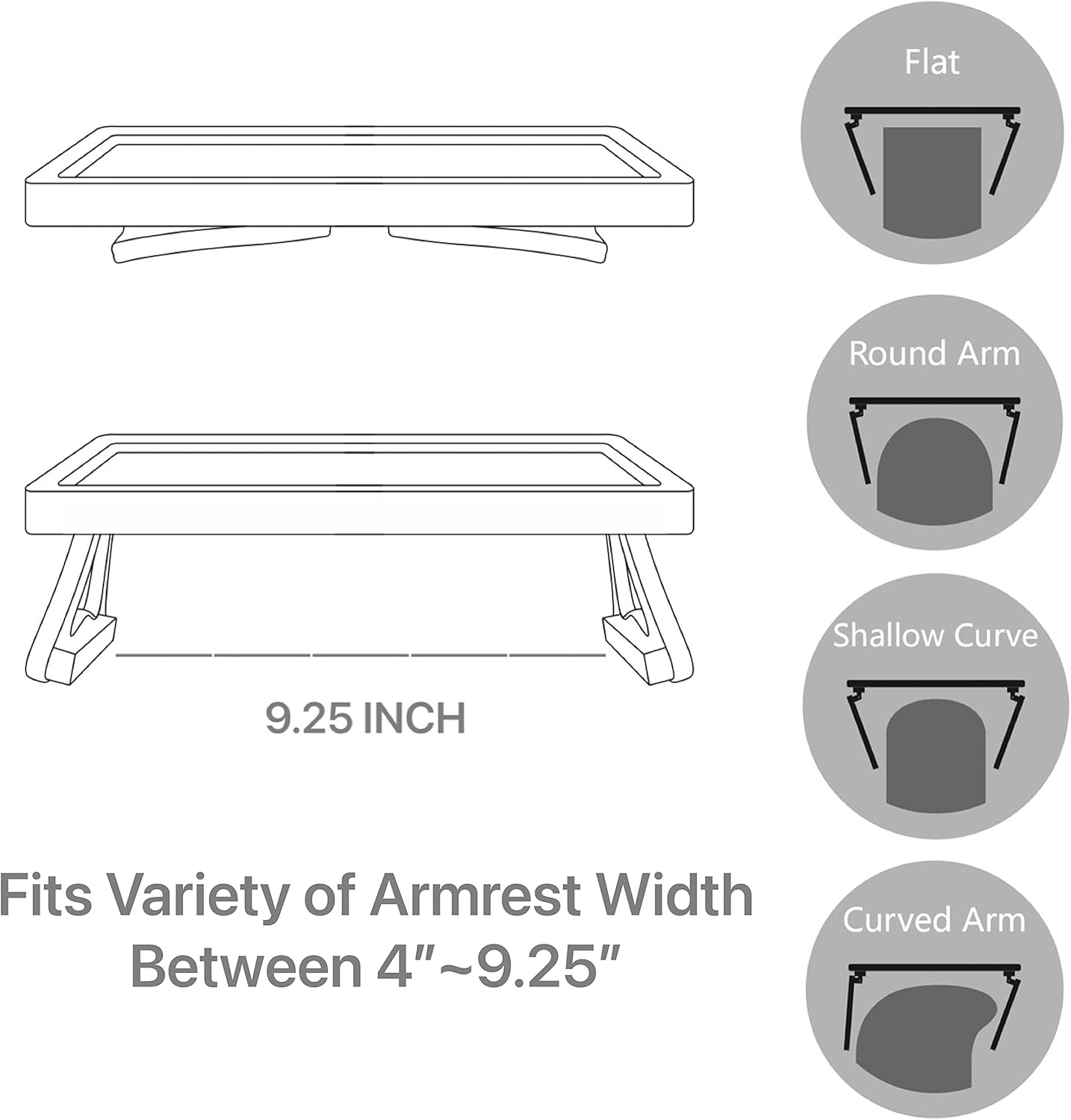 Xchouxer Sofa Armrest Clip Table, TV Snack Tray, Handy Remote Controls/Drinks/Phone Holder (White)