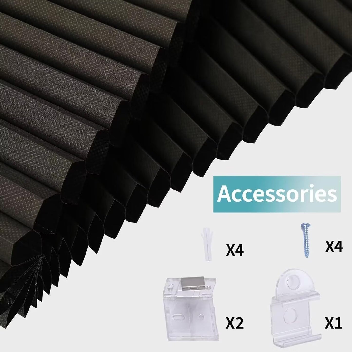 MYshade Cordless Blackout Window Blinds & Shades Pull Down Room Darkening Window Shades Light Blocking Honeycomb Cellular Shade for Indoor Windows Easy to Install 49 inch Wide, H72 Black Blinds
