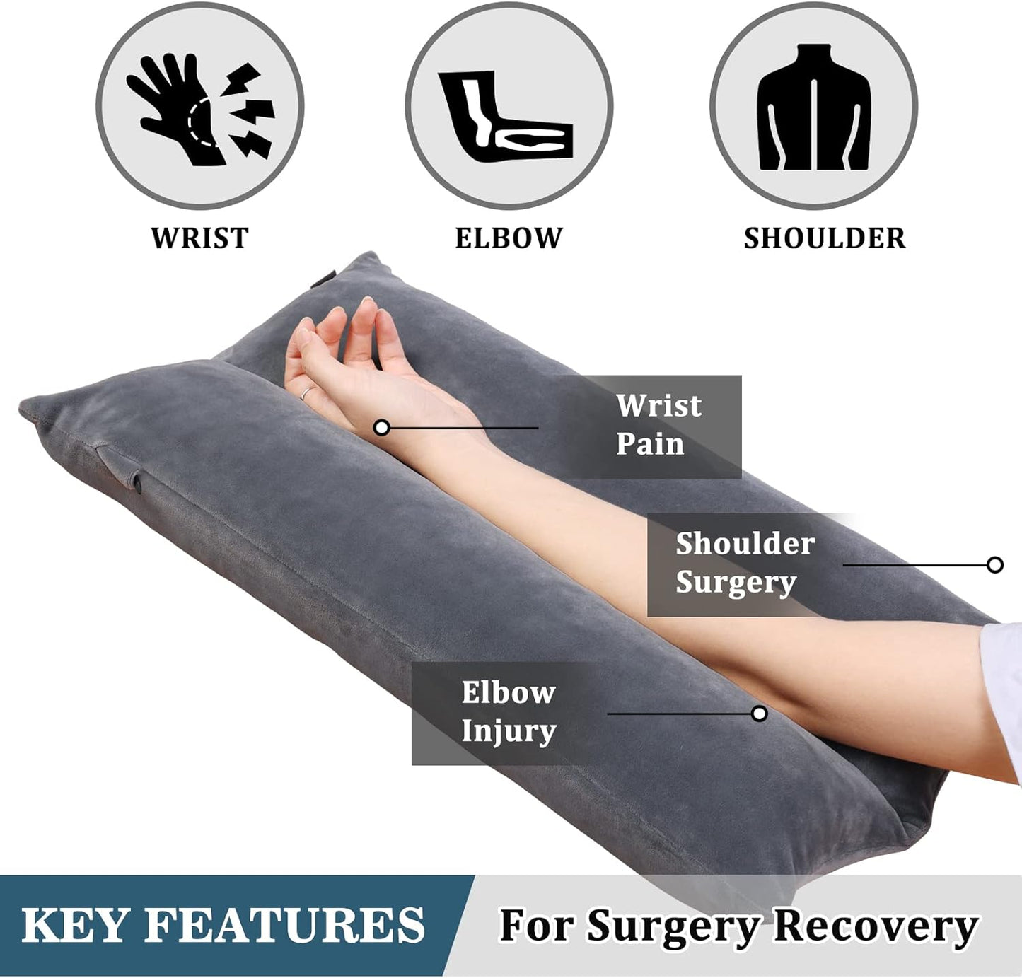 TANYOO Arm Elevation Pillow Shredded Memory Foam Filled Arm Stabilizer Elevation Pillow for Swelling and Circulation Pain Relief for Shoulder Surgery and Leg Injury Washable Cover