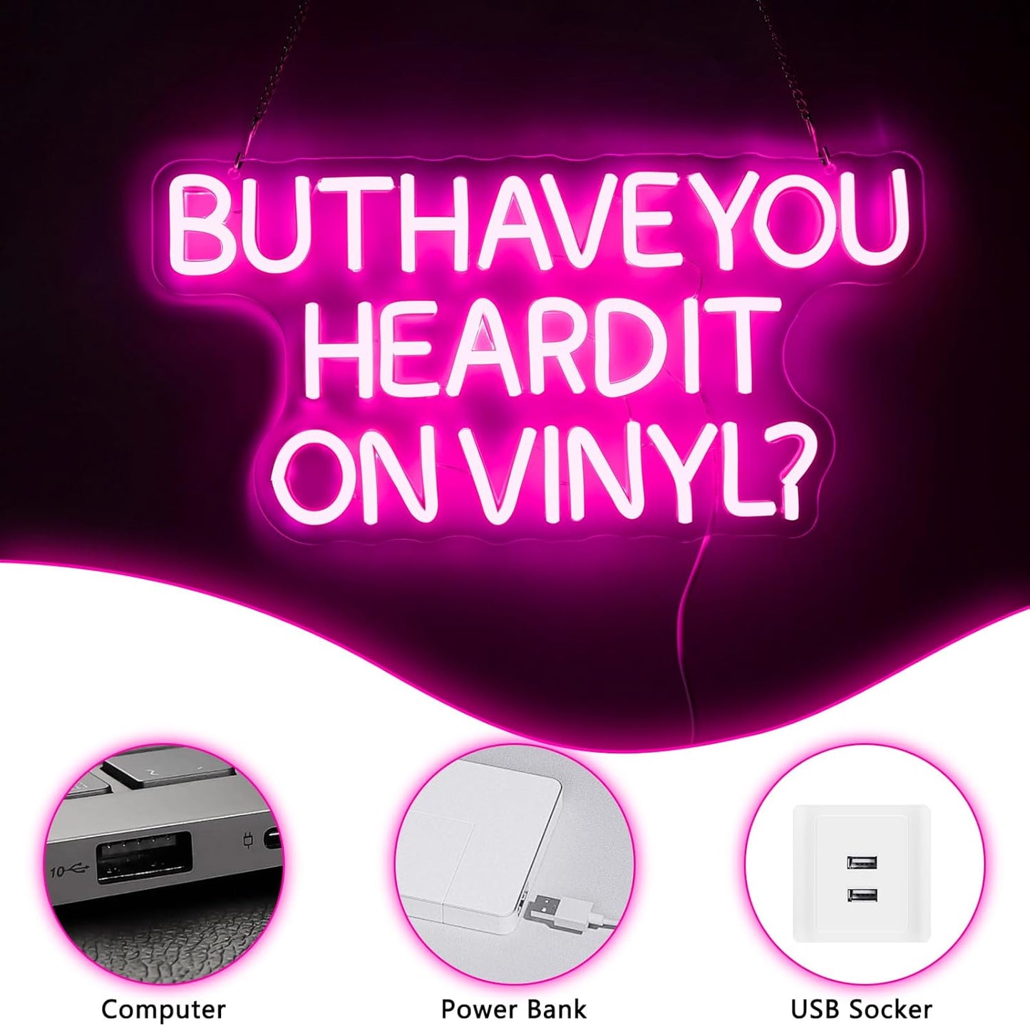 But Have You Heard It On Vinyl Neon Sign, Neon Signs for Wall Decor, LED Light Up Signs for Bedroom Bar Music Live Room Recording Studio Decorations