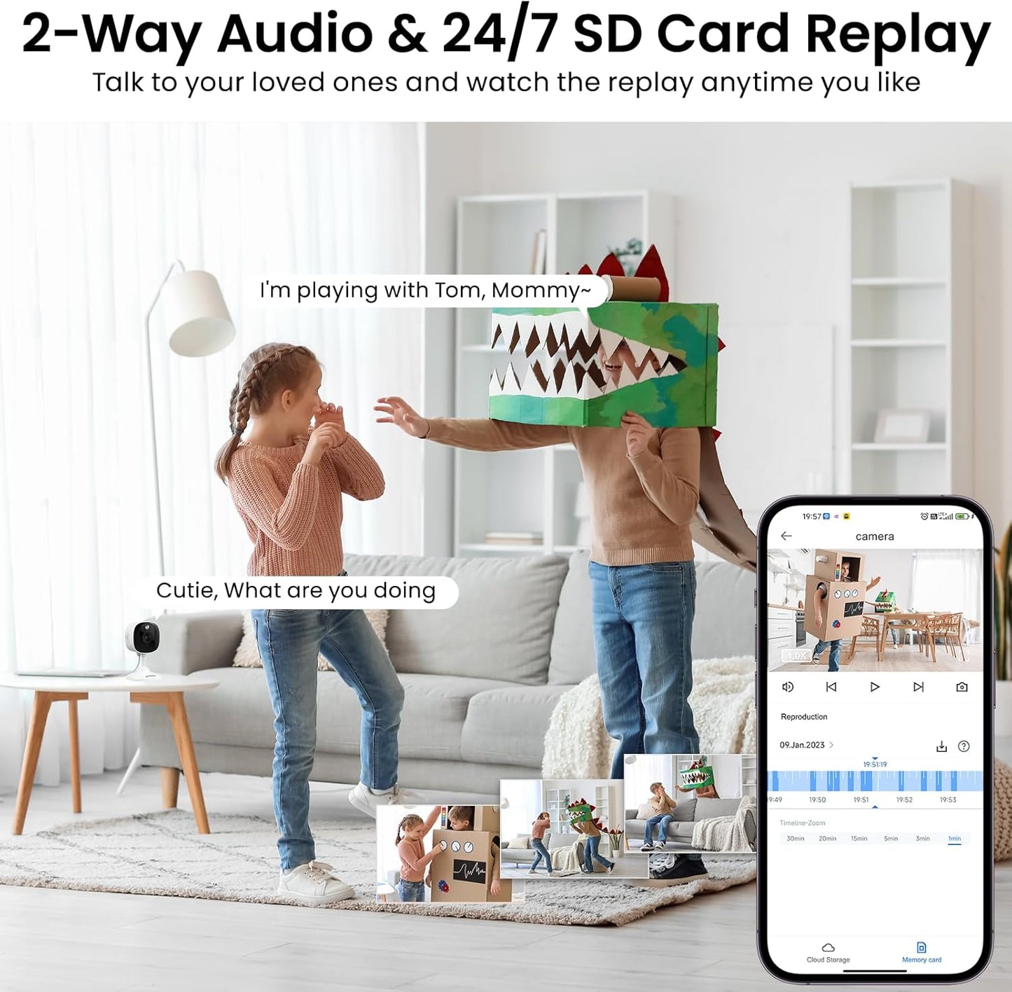 2K Cameras for Home Security-Outdoor/Indoor Camera for Dog/Cat/Pet/Nanny/Baby/Elderly, Color Night Vision, White Light, Siren, 24/7 SD Recordings, Works with Alexa, Plug in (C1-White-2pack-2.4G)