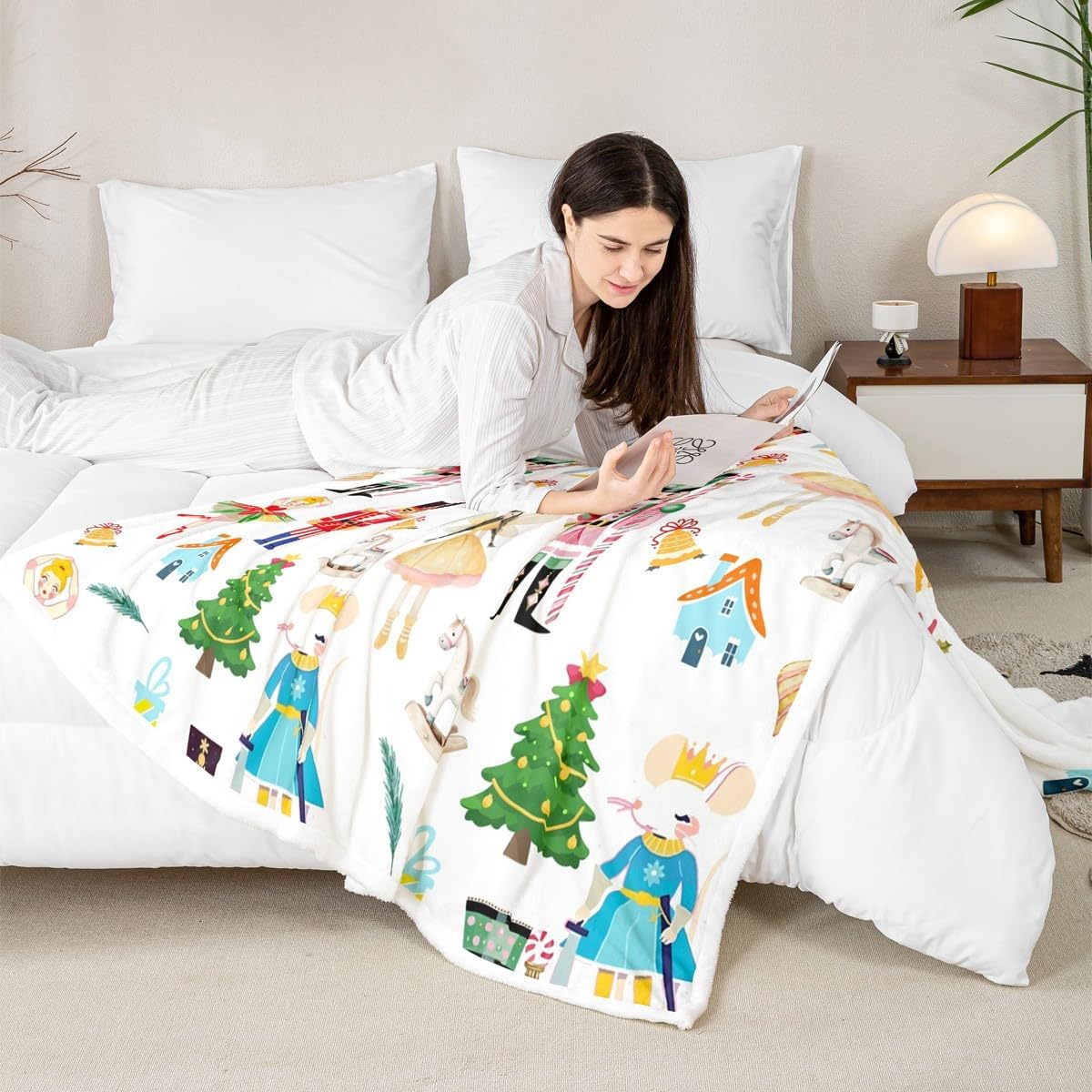 Feelyou Christmas Nutcracker Throw Blanket Nutcracker Ballet Soft Fleece Sherpa Cozy Fuzzy Plush Warm Fairy Princess Mouse Fuzzy Plush Throw Xmas Baby 30"x40" for Bed Couch Living Room