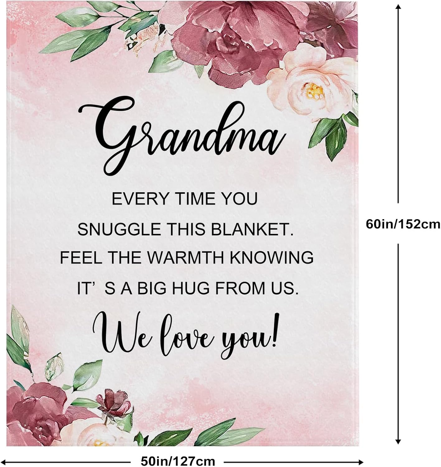 Grandma Gifts for Birthday, Grandma Blanket from Grandkids, Gifts for Grandmas, Gift for Grandmother Birthday, Mothers Day, Christmas, Soft Flannel Throw Blanket, 60"x50"