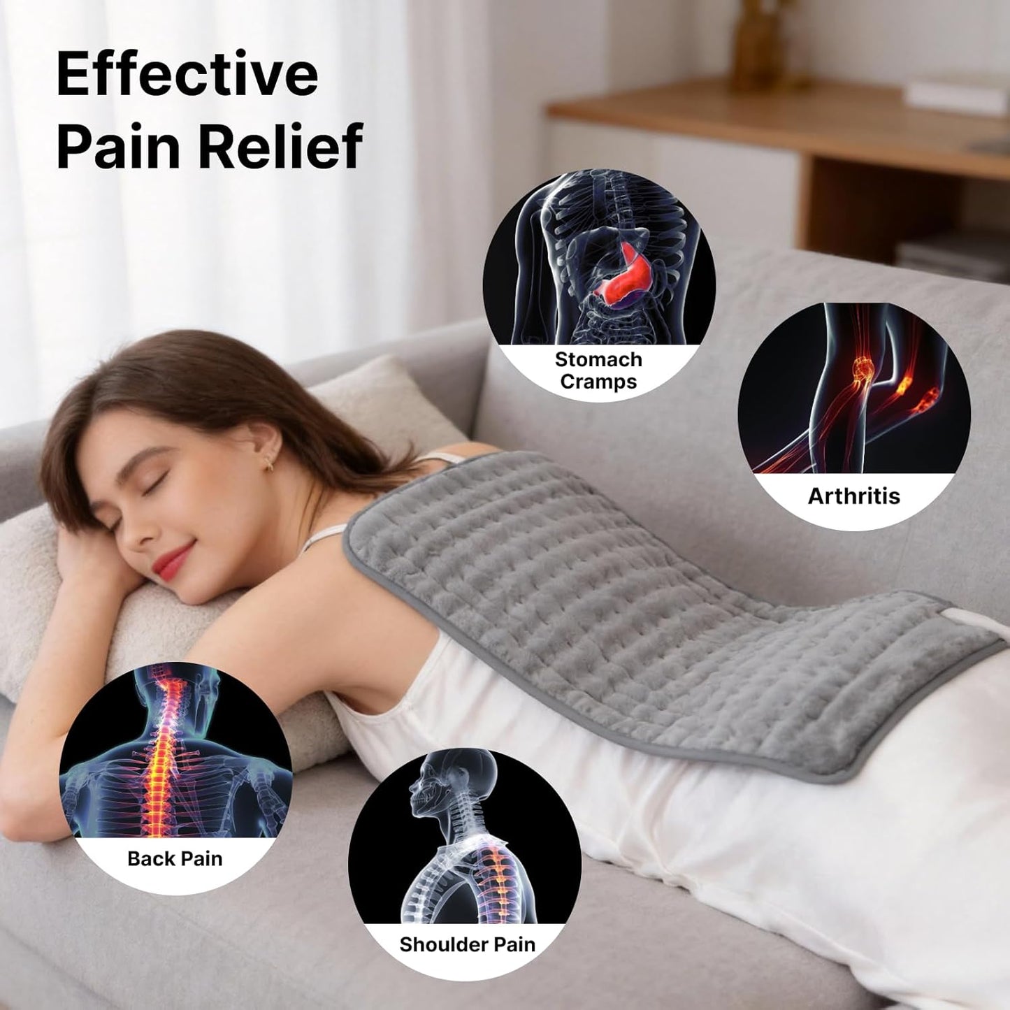 Heating Pad for Back, Neck, and Shoulder Pain Relief, Electric Heat Pad with 6 Heat Levels, Moist Heat Option, Auto Shut-Off, Birthday Christmas Gifts for Women Men Mom Dad Grandma, Gifts for her
