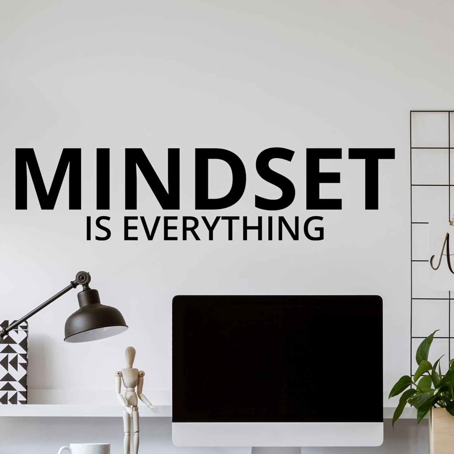My Vinyl Story | Mindset is Everything | Motivational Wall Decal Quote Vinyl Sticker for Home Gym Exercise Fitness Workout Inspirational Office Wall Art Decor Removable Sticker (Black, 36x9 inches)