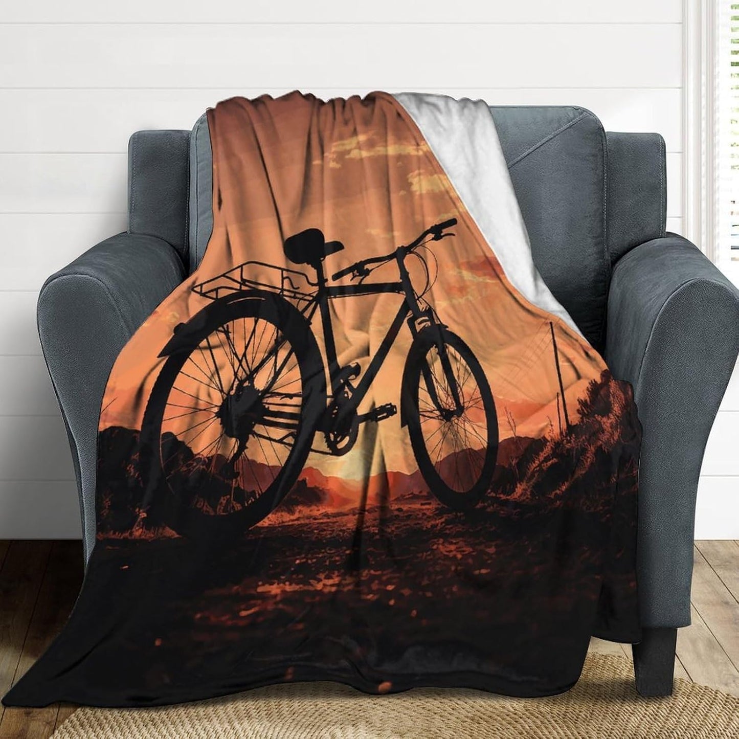 Road Bicycle Blanket Super Soft Lightweight Throw Blanket Cute Cozy Warm Bed Blanket Decorative Fuzzy Blanket All-Season Home Decor Gift for Sofa Couch Living Room 60"*80"（150 * 200cm）