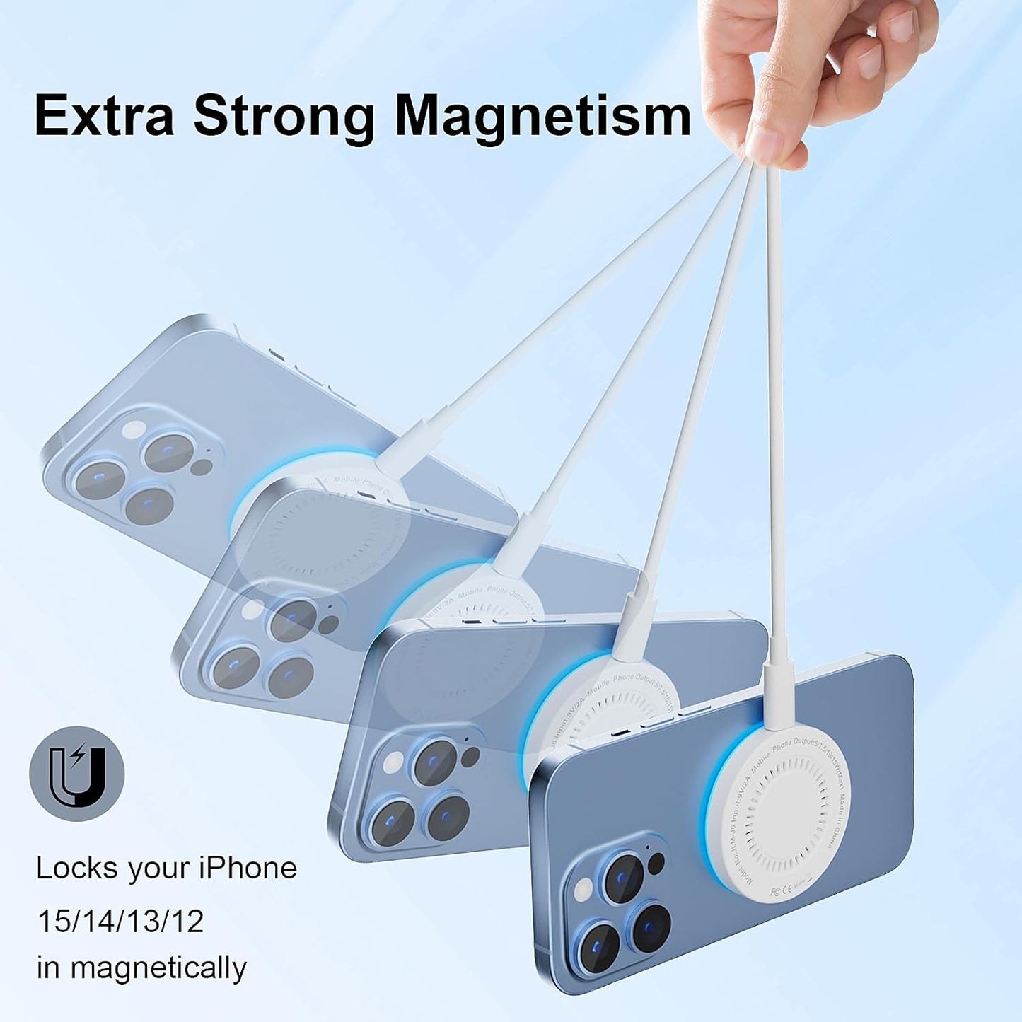 MagSafe Charger 15W Magnetic Wireless Charger Fast Charging Pad Compatible with iPhone 17/16/15/14/13/12 Series & AirPods 4/3/2/Pro Magnetic MagSafe Charging Pad with Dual Ports