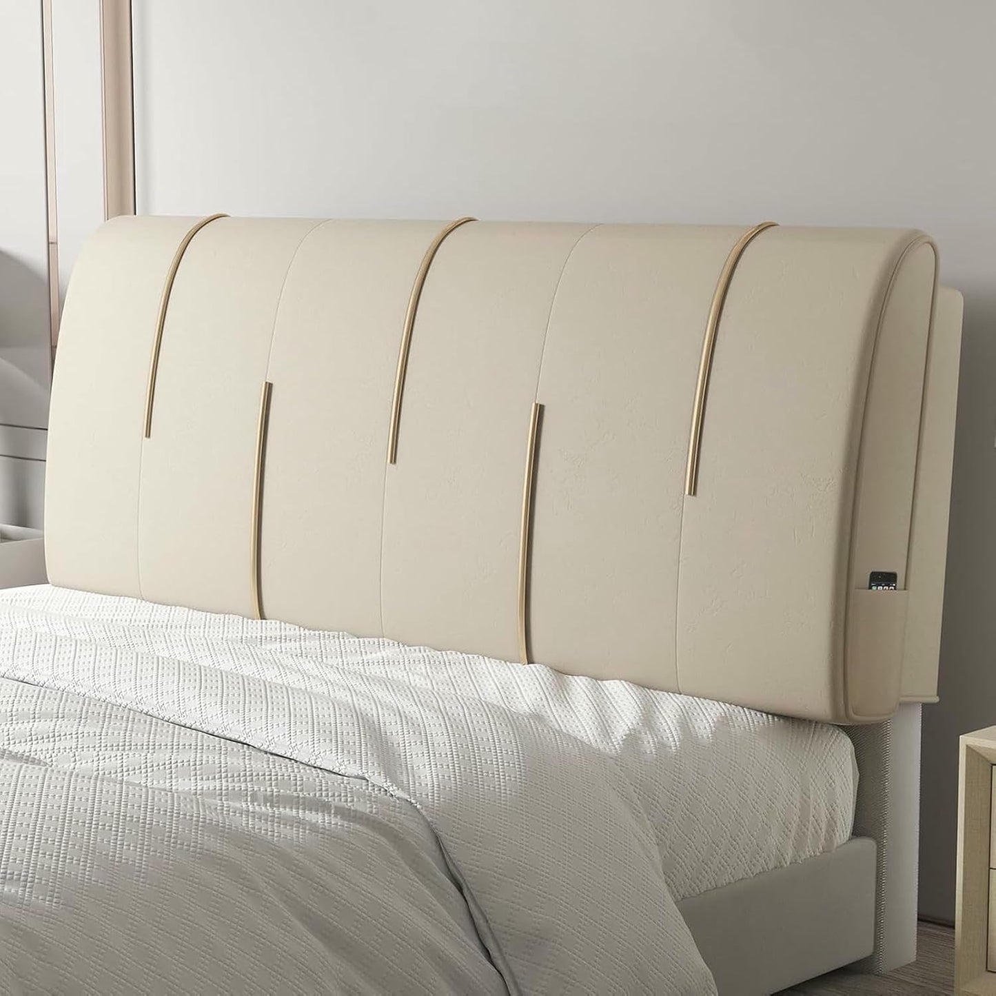 Orange,Straps/79x23x2In,Wall Mounted Rectangle Headboard Upholstered Reading Pillow,Large Bed Backrest Stripe Soft Bag Headboard Support Cushion for Bedroom Sofa Bunk Bed