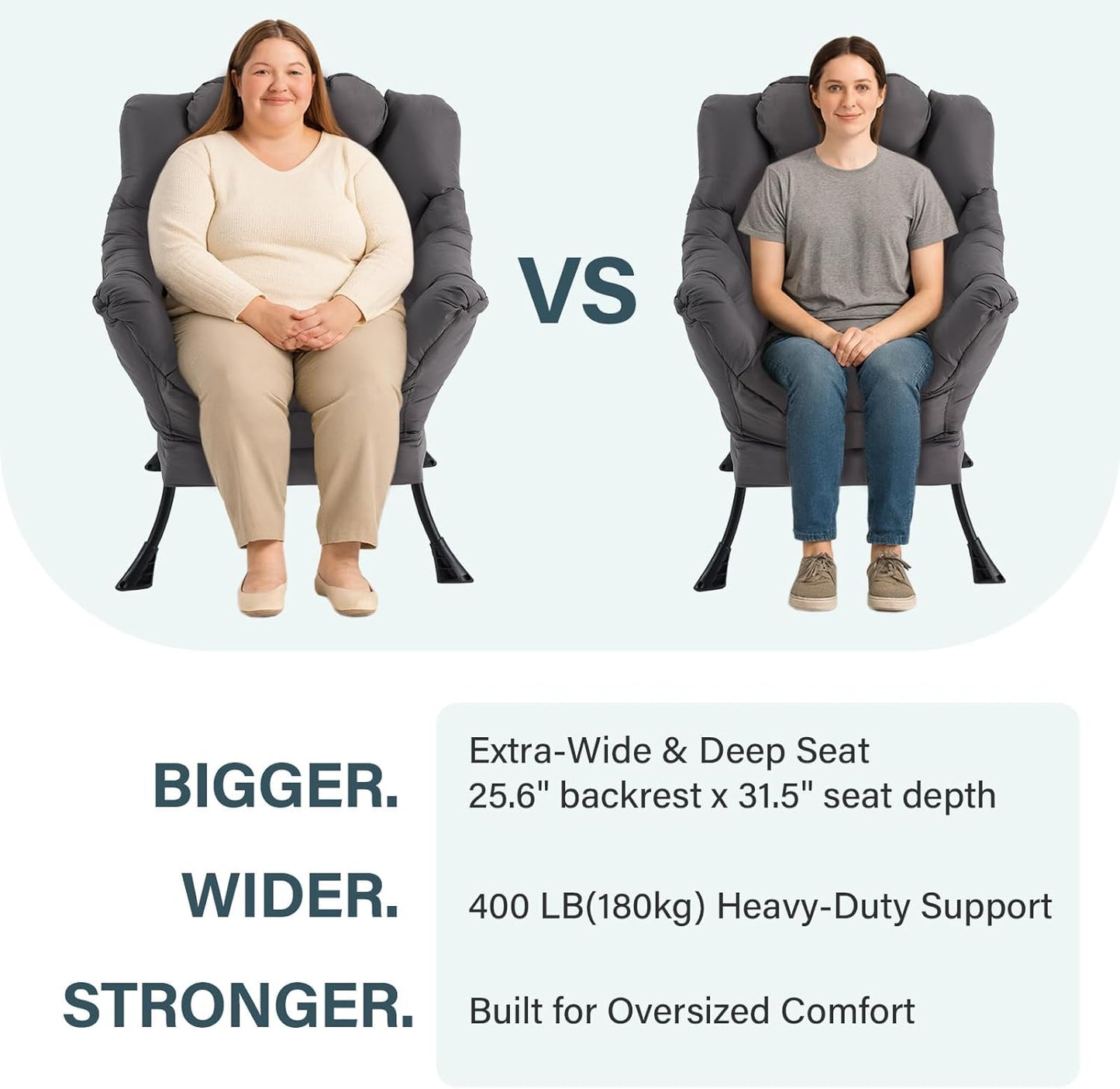 Lazy Chair with Ottoman, Comfy Fabric Accent Lounge Arm Chair with Lumbar Pillow and Folding Footrest, Reading Leisure Sofa Armchair for Bedroom, Living Room, Dorm,Dark Grey