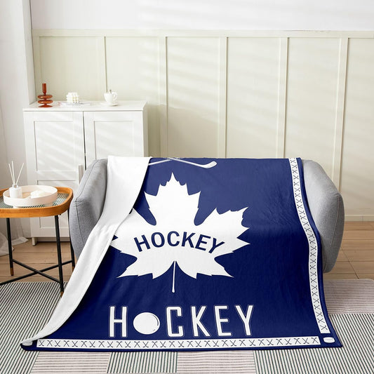 Feelyou Ice Hockey Fleece Throw Blanket Ice Hockey City Flannel Blanket Plush Fuzzy Throw 50"x60" Gifts for Men Women Boy Lacrosse for Bed Couch Chair Living Room Winter Sports Modern Fashion