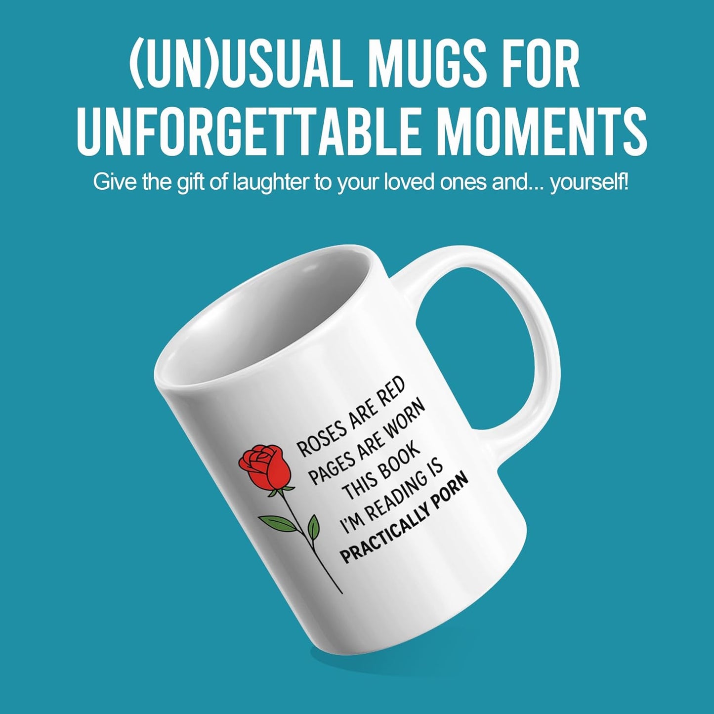 Panvola Roses Are Red Pages Are Worn Book Lover Gifts Reader Librarian Reading Library Science Student Ceramic Mug 11oz White