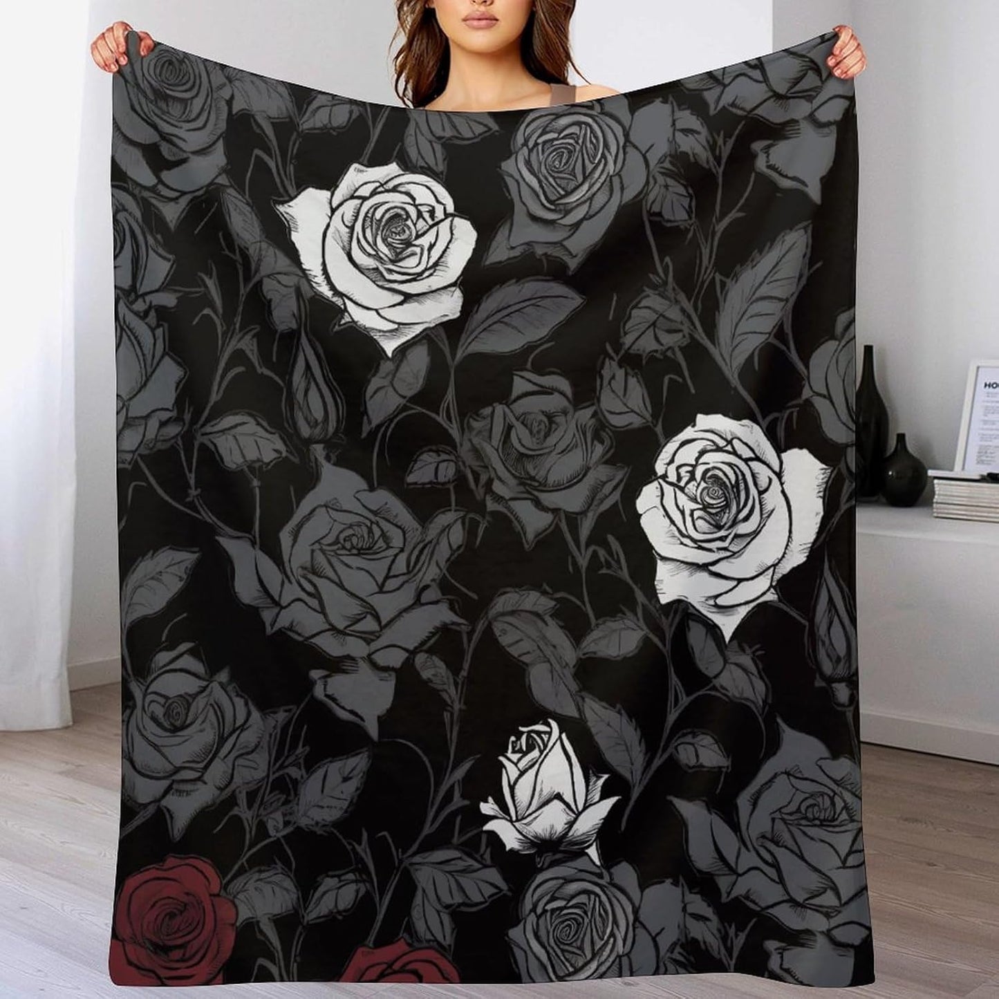 Rose Gothic Blanket Super Soft Lightweight Throw Blanket Cute Cozy Warm Bed Blanket Decorative Fuzzy Blanket All-Season Home Decor Gift for Sofa Couch Living Room 50"*60"（130 * 150cm）