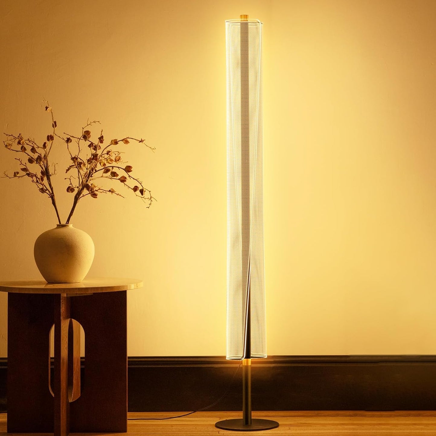 NUÜR Modern Floor Lamp, Dimmable Standing Lamp with Remote Control, Stepless Adjustable Colours & Brightness, Industrial Lighting for Living Room, Bedroom, Office (Floor Lamp for Bedroom)