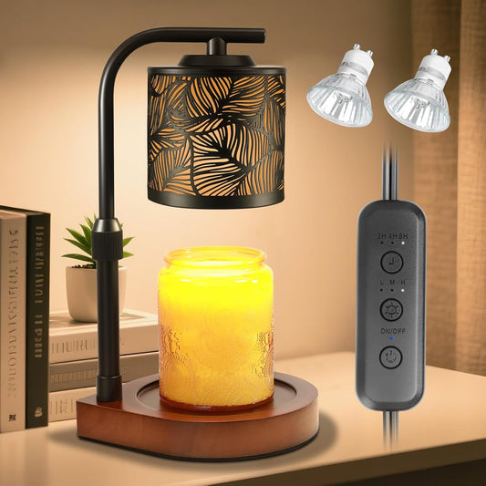Candle Warmer Lamp with Timer & Dimmer- Electric Wax Melt Warmer with Adjustable Height for Scented Candles, Home Décor Fragrance and House Warming Birthday Gifts for Women Mom
