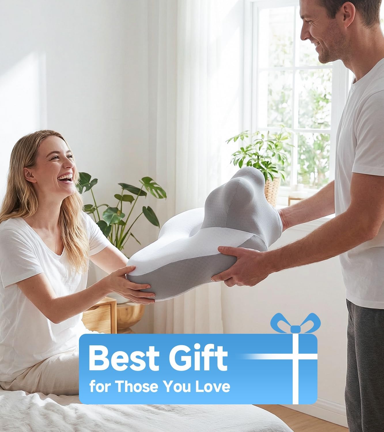 Reading Pillow for Bed, Memory Foam Bed Wedge Pillow with Neck,Chin & Back Support for Lying, Leaning, and Prone, Ergonomic Cervical Neck Pillows, Reading Wedge Pillow for Headboard (Grey)