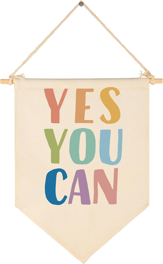 Boho Banner Flag Sign Pennant Poster Wall Decor Gifts for Nursery Baby Room Playroom Reading Room Bedroom Door Classroom Boy Girl Kids Teen-Baby,Shower,Birthday Christmas Gift-Yes You Can