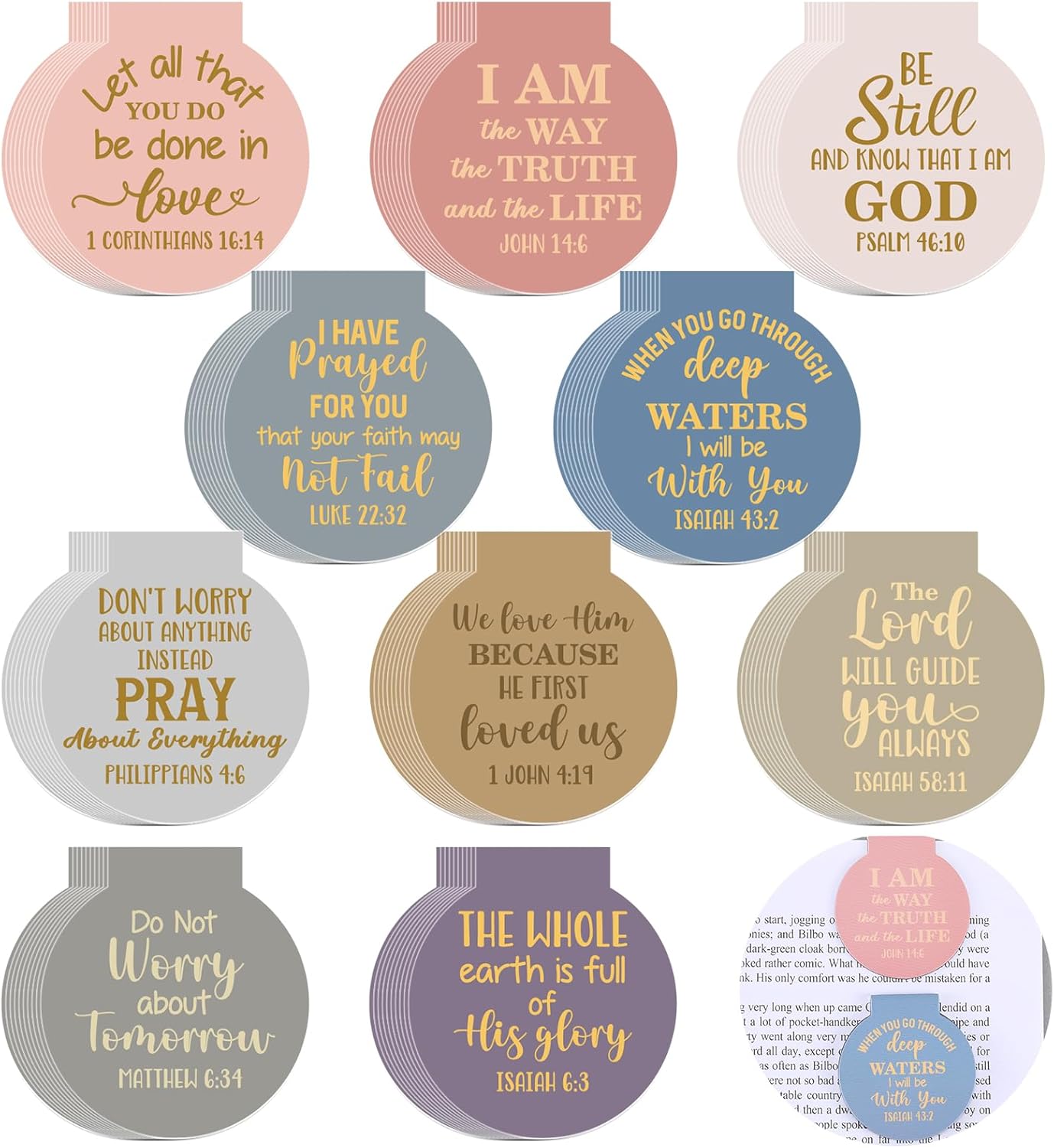 100 Pcs Bible Verse Magnetic Bookmarks Bulk Christian Magnet Book Marker Clips Religious Gifts for Reading Book Lover Office Classroom Awards (Pastel)