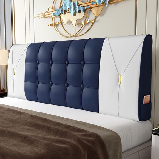 Headboard Bedside Cushion Removable PU Bedroom Lumbar Support Pillow Anti-Collision Reading Backrest for Without Headboard Bed 4 Colours (Colour: Grey Size: 90 CMX58 CMX10 CM) (Dark Blue 150 cm x 58