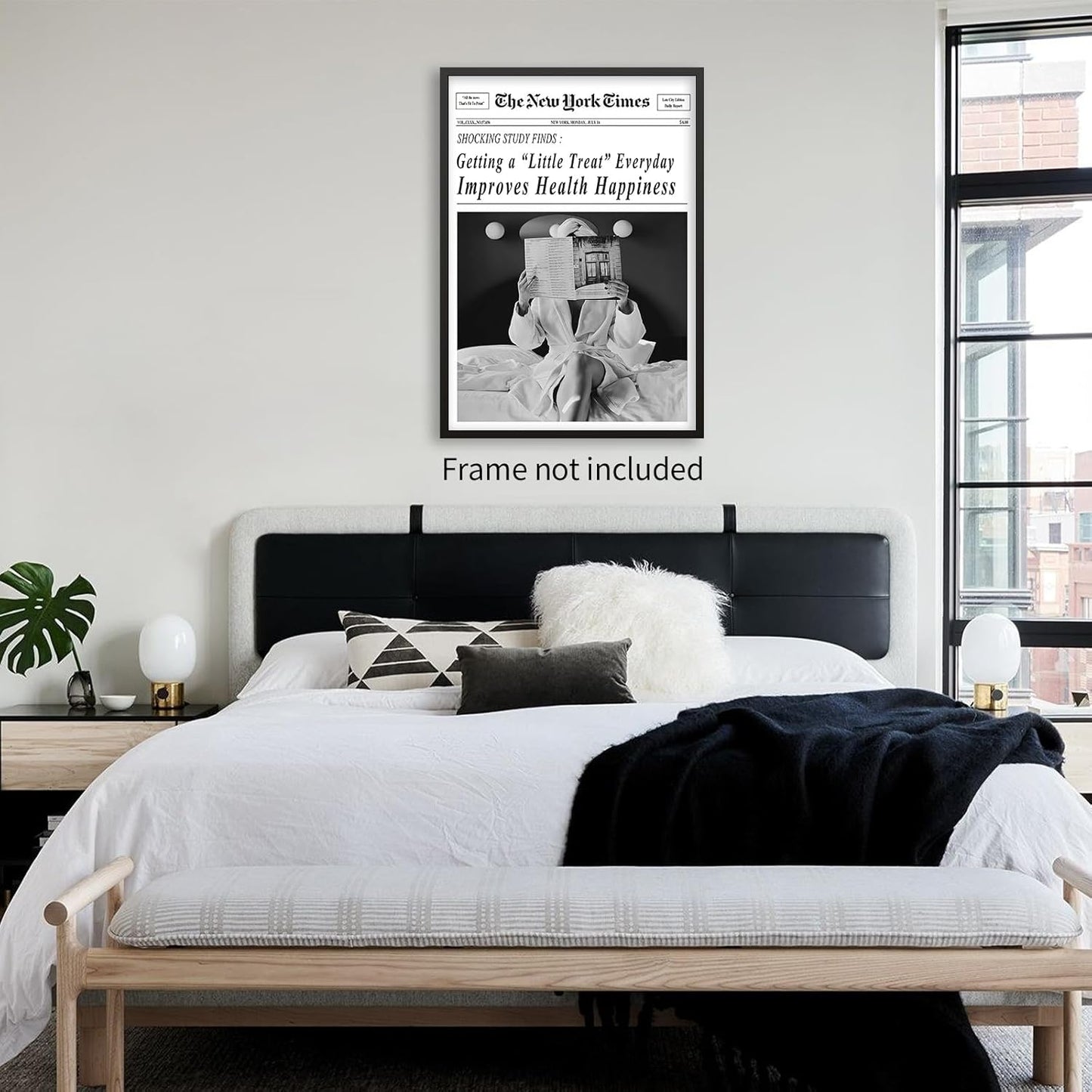 Black and White New York Newspaper Poster Trendy Newspaper Wall Art Trendy Humor Quotes Headline Print Feminist Wall Art Retro Wall Decor for Girl Dorm Bedroom 12x16 inch Unframed