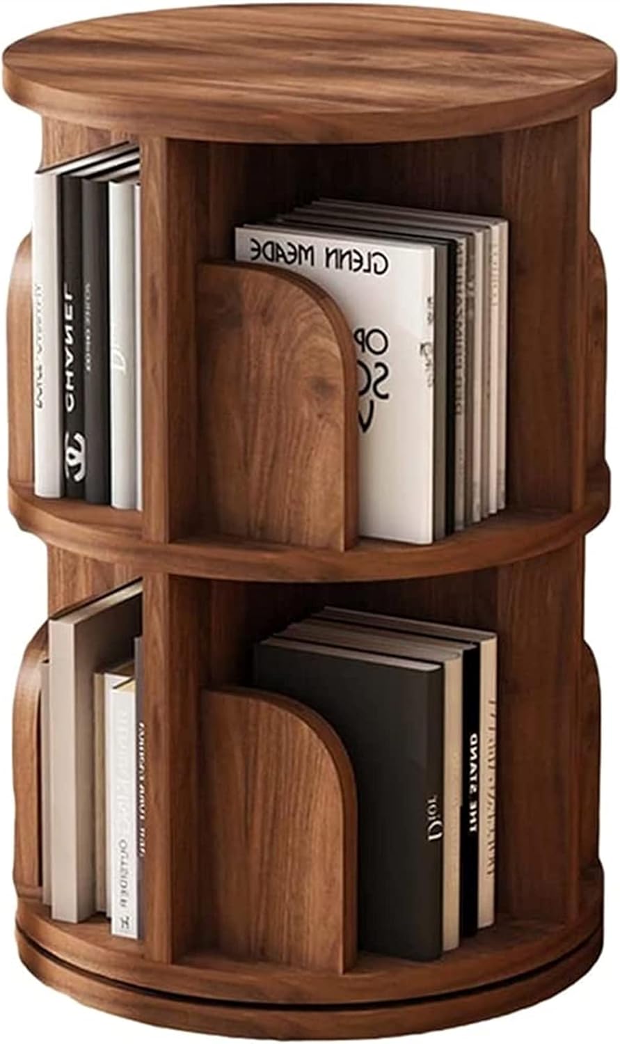 Solid Wood Revolving Bookshelf - 360 Degree Rotating Children Bookcase for Living Room - Creative Corner Shelf with Floor Standing Storage