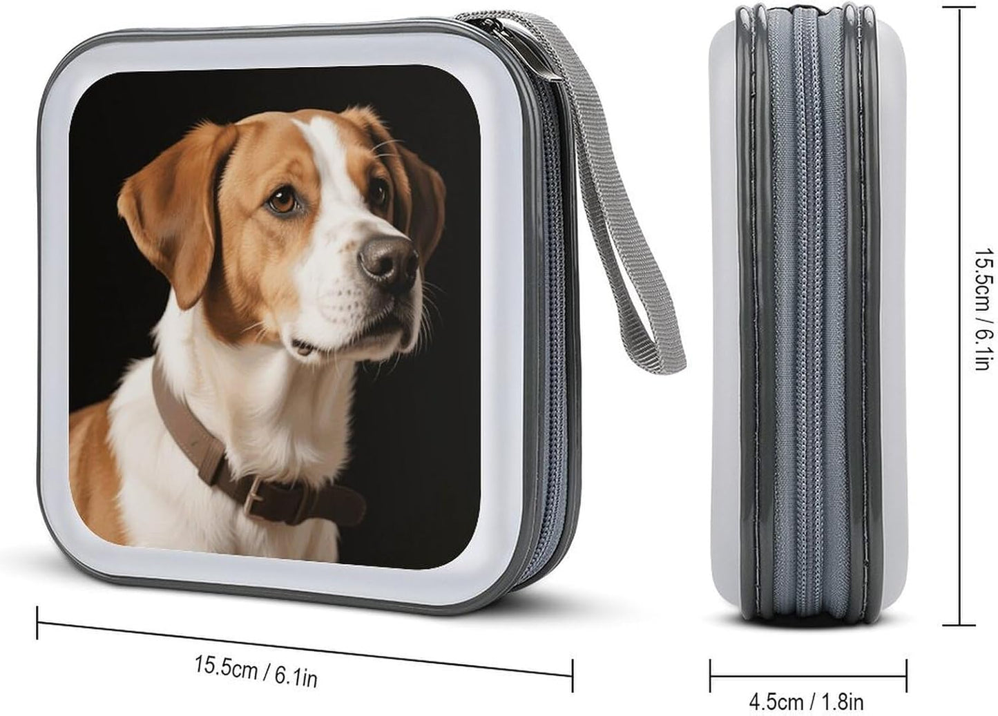 Dog CD Case Portable Zipper CD Case 40 Capacity Hard Plastic DVD Cases Holder Large Storage Disc Wallet Bag for Car Home Travel DVD Collection Bag