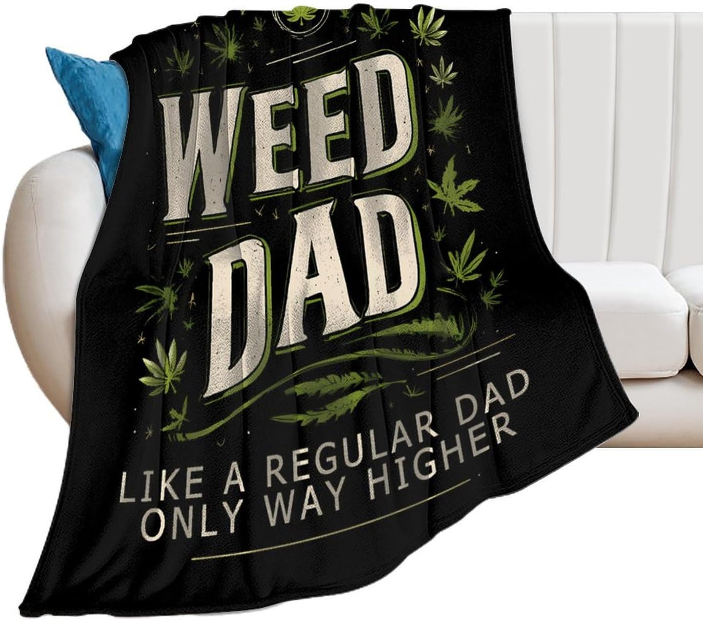 Funny Weed Dad Throw Blanket Fleece Blankets Soft Flannel for Couch Bed Pet Decorative Warm