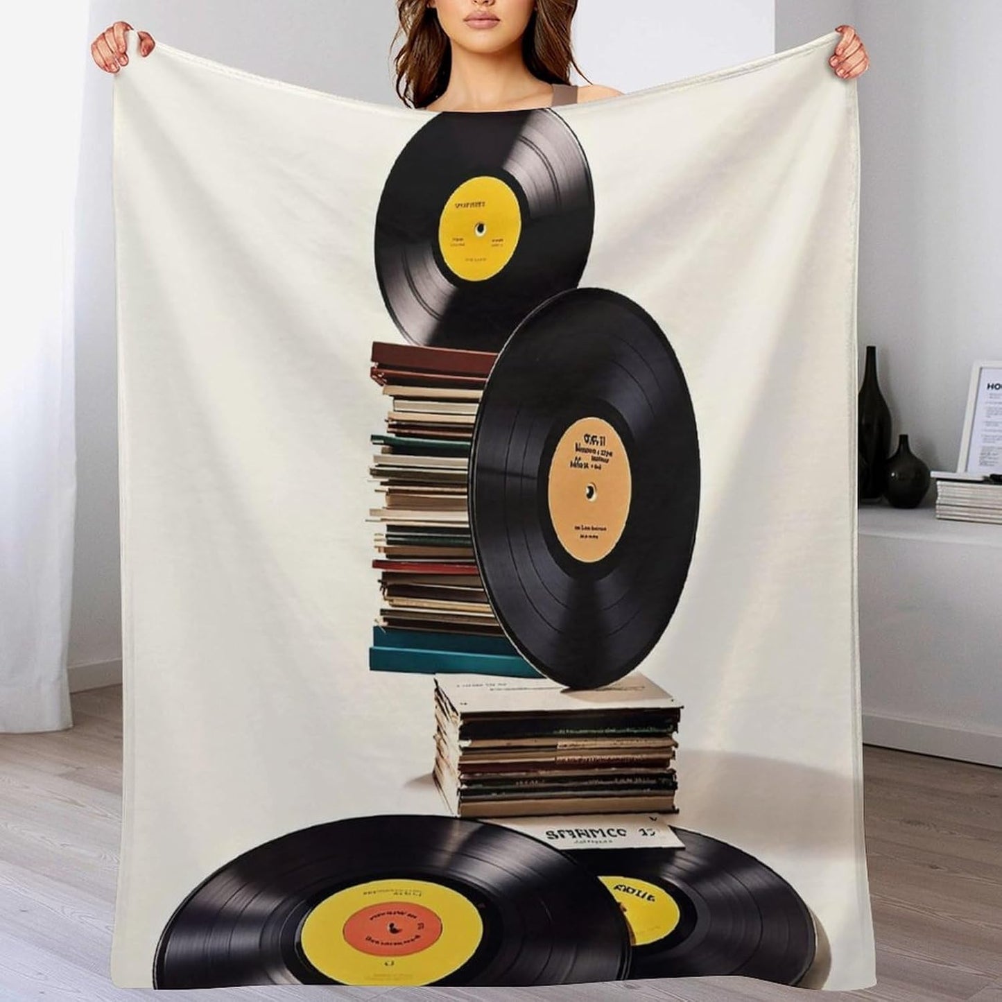 Vinyl Records and Tapes Blanket Super Soft Lightweight Throw Blanket Cute Cozy Warm Bed Blanket Decorative Fuzzy Blanket All-Season Home Decor Gift for Sofa Couch Living Room 50"*60"（130 * 150cm）