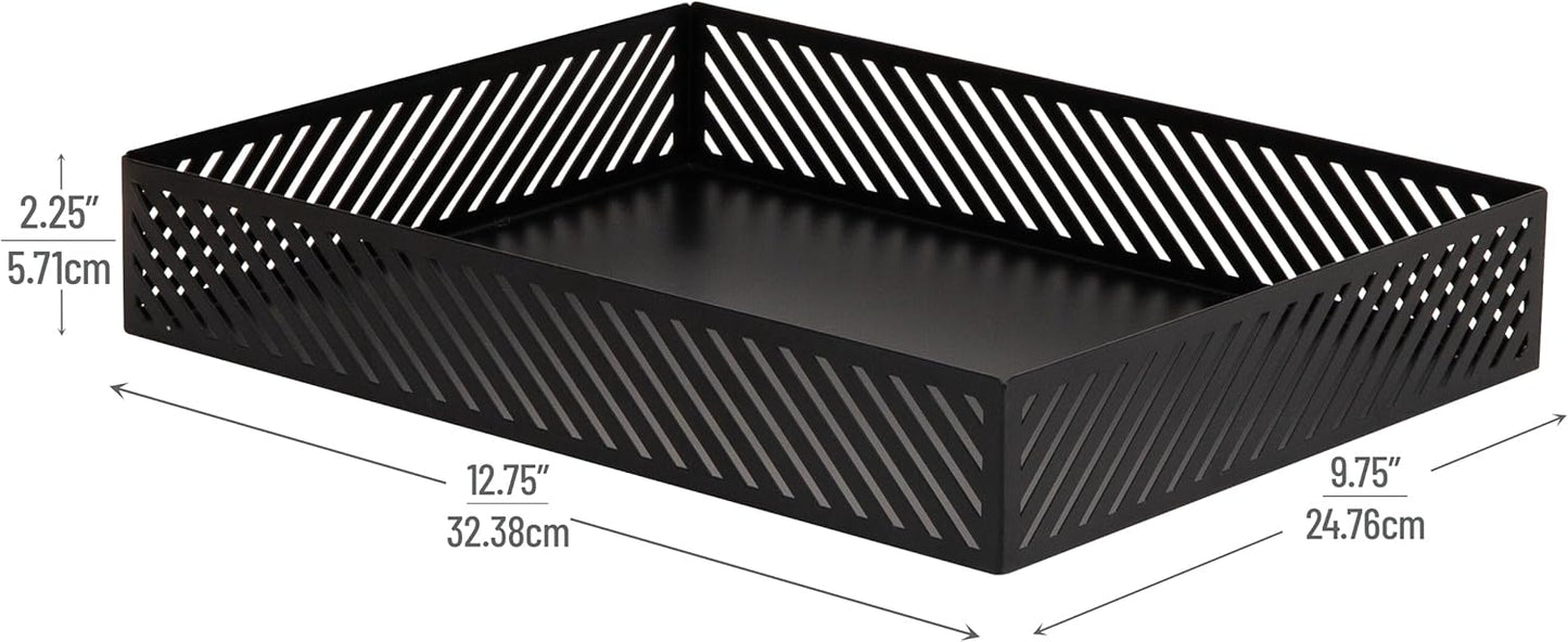 Mind Reader Metal Letter Size Paper Tray, Desktop Document Organizer with Non-Slip Pads, Office Desk Accessory Tray, Metal, Black