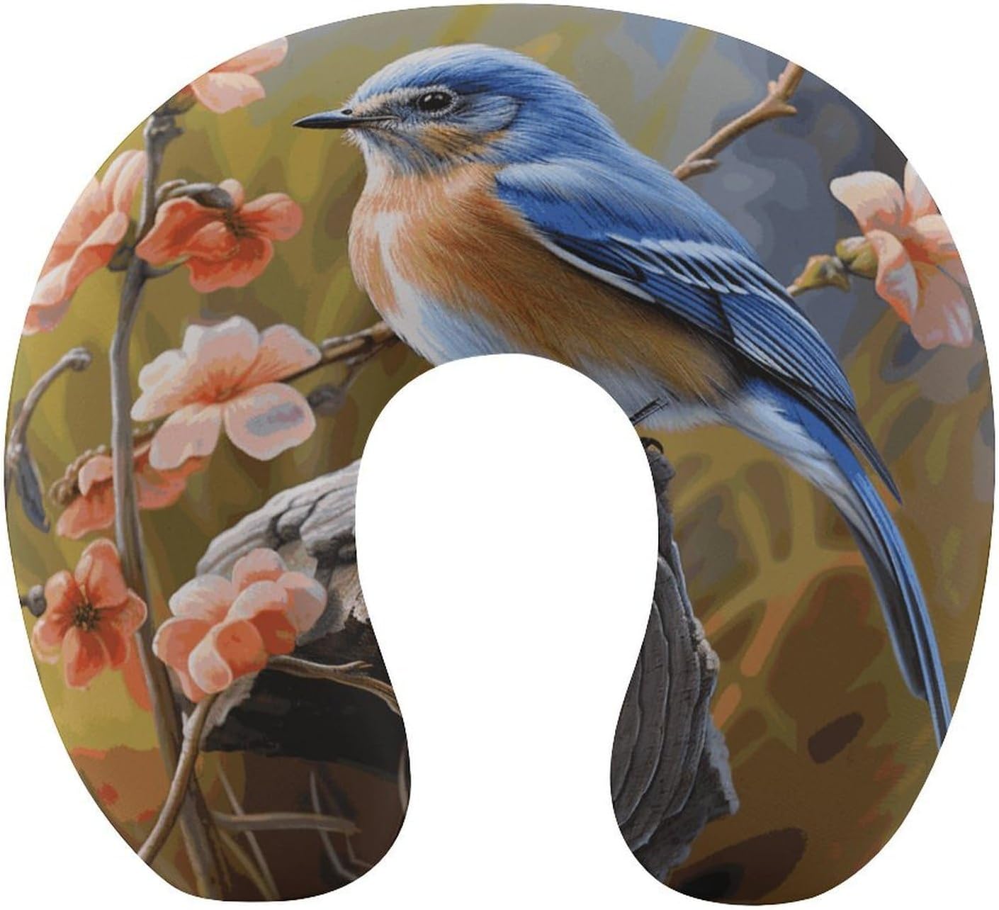 Eastern Bluebird Neck Pillow Memory Foam U Shaped Pillows Portable Pillows for Shoulder Travel Head Support Pillow with Concealed Zipper for Airplane Car Home Office