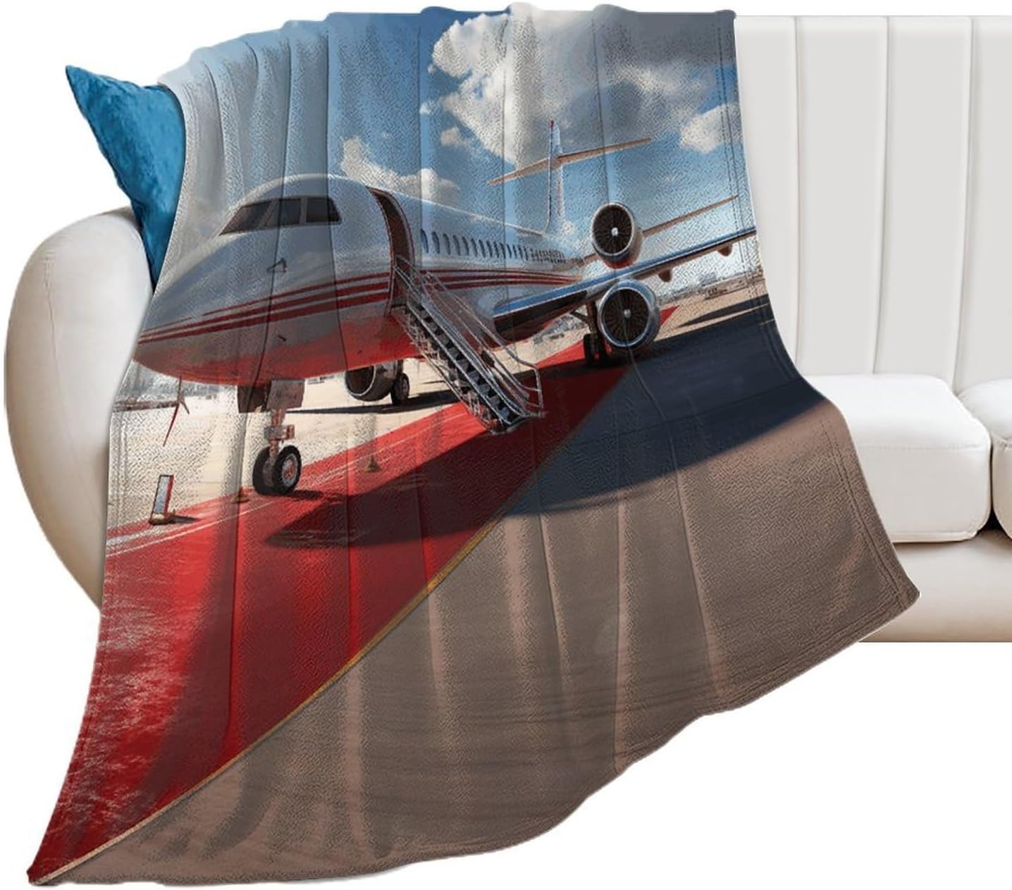 Red Carpet Airplane Throw Blanket for Couch Super Soft Warm Lightweight Throw Blankets Cozy Flannel Bed Blanket Cute Decorative Blankets for All Seasons Home Decor Gift 40"*50" （100 * 130cm）