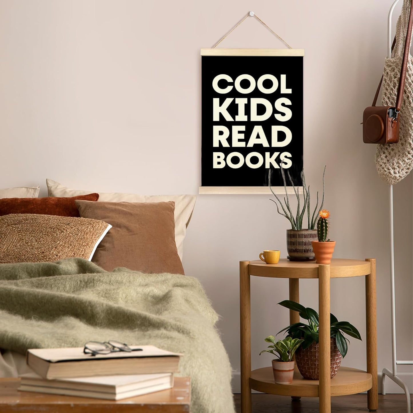TAEDIN Cool Kids Read Books Poster Hanger Frame, Baby Boys Girls Black Wooden Canvas Artwork Print Hanging Sign Inspirational Book Lovers for Nursery Reading Corner Homeschool Classroom Decor 12X16