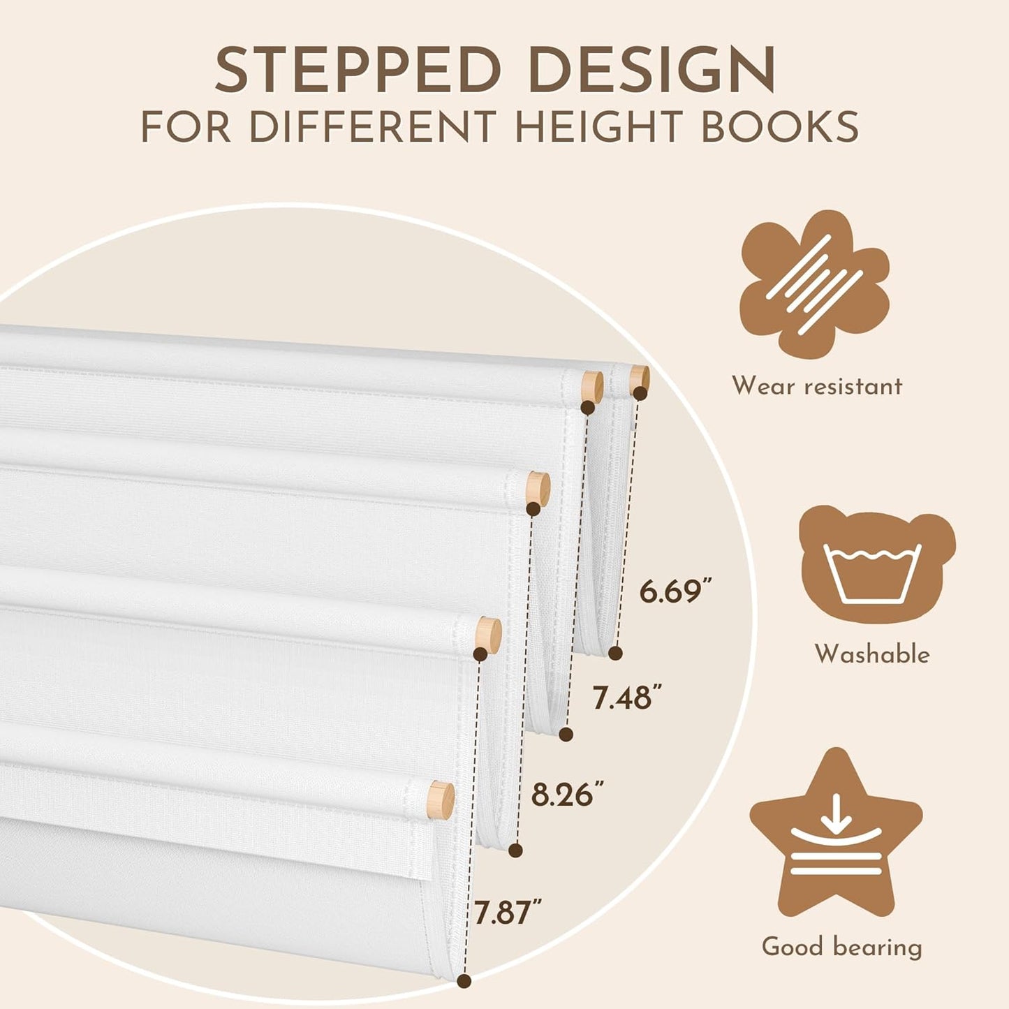Kids Bookshelf, 4-Tier Montessori Book Shelf for Kids Rooms, Easy Installation, Eco-Friendly Wooden Storage Organizer,28.7” x 15.7” x 13.6” Natural/White