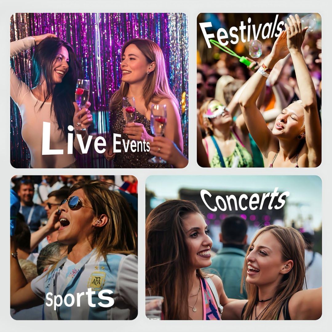 Concert Ear Plugs – Soft, Reusable Hearing Protection with Comfortable Fit, Ear Plugs for Concerts, Noise Reduction for Live Music, Festivals, Raves (XS/S/M/L/Double-Lay Tips, 19dB)