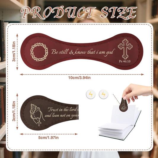 Bible Verse Magnetic Leather Bookmarks - Wxiben 3 Pcs Christian Inspirational Leather Bookmark Scripture Religious Book Mark Magnetic Page Clips for Women Men Book Lovers Students Teacher Reading Gift