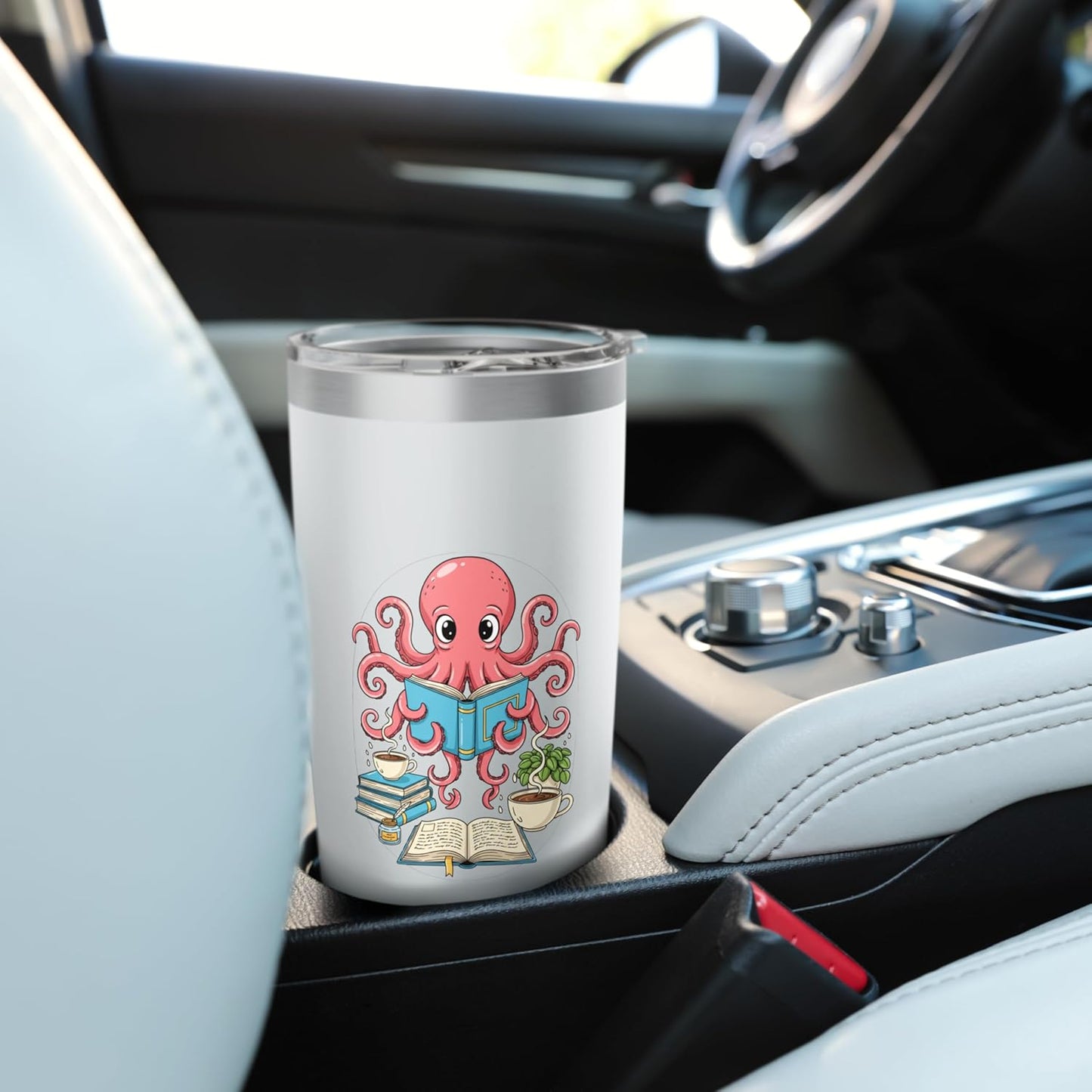 Bookish Octopus Reading Books And Coffee Literary Lover Art Stainless Steel Insulated Tumbler