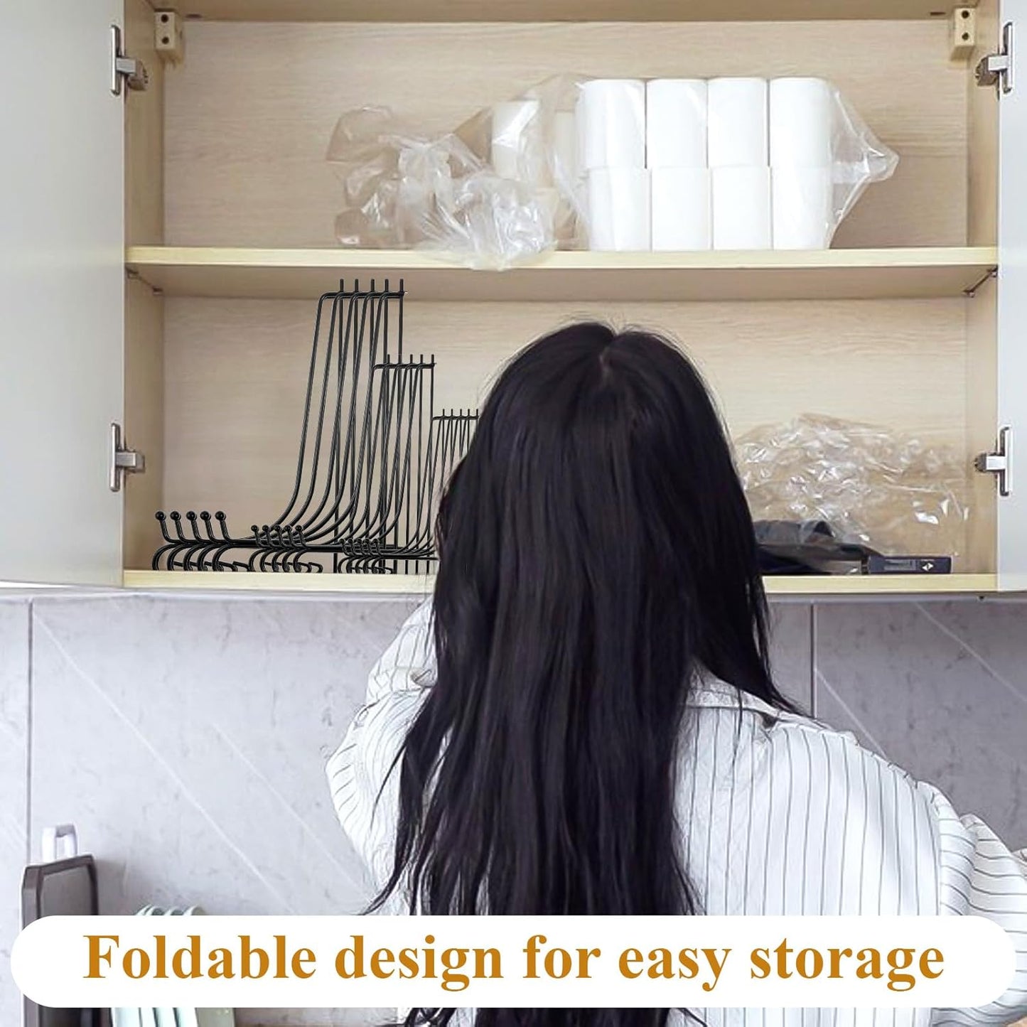 12 PCS 3 Size Black Iron Plate Stands for Display, 4, 6, 8 Inch Iron Display Stand, Plate Picture Photo Stands, Foldable Decorative Metal Plates Holders