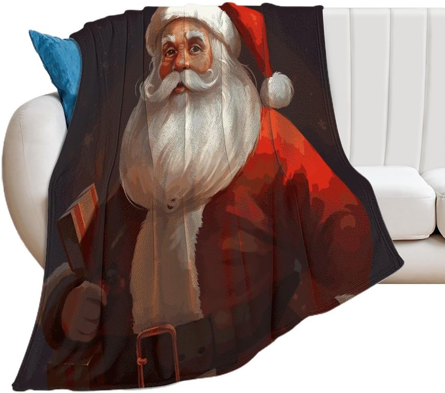 Santa Claus Blanket Super Soft Lightweight Throw Blanket Cute Cozy Warm Bed Blanket Decorative Fuzzy Blanket All-Season Home Decor Gift for Sofa Couch Living Room 50"*60"（130 * 150cm）