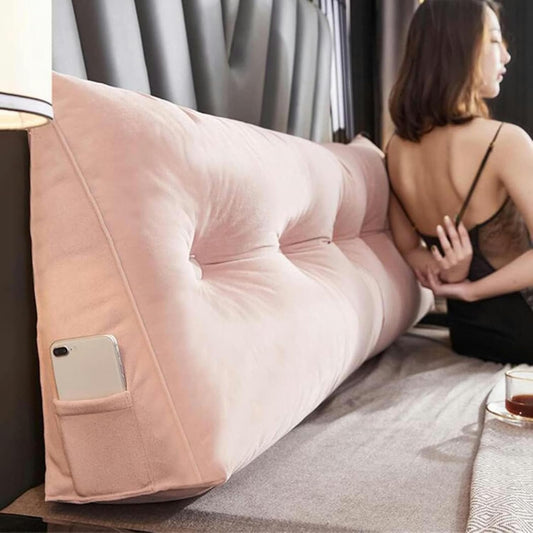 FLTRGO Soft Reading Bed Rest Pillow Large Bolster Cushion Velvet Headboard Backrest Triangular Wedge Pillow Neck & Lumbar Support for Dorm Room Daybed Full Size