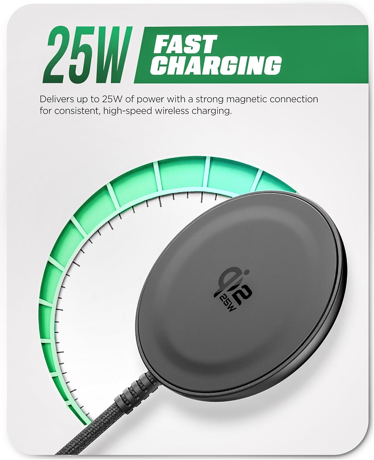 Galvanox Qi2.2 Certified 25W Magnetic Wireless Charger for Samsung (2-Pack), Fast Charging 2.0 for Galaxy S25, S26 Ultra, Android and iPhone Models, Compatible with MagSafe, Black (6Ft)