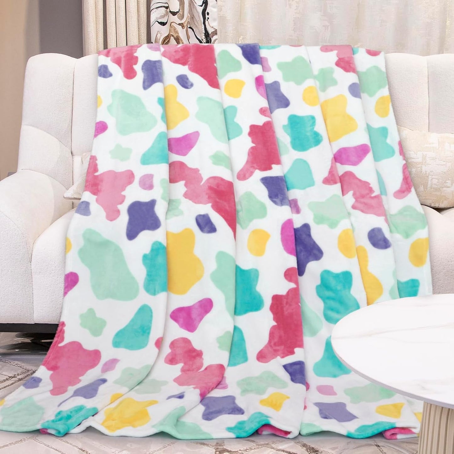 Fleece Blankets Twin Size for Bed Couch, Ultra Soft Plush Rainbow Twin Throw Blanket for Women Teen Girs, Colorful Home Room Decor, Cozy Gifts for Birthday Graduation 60x80 Inches
