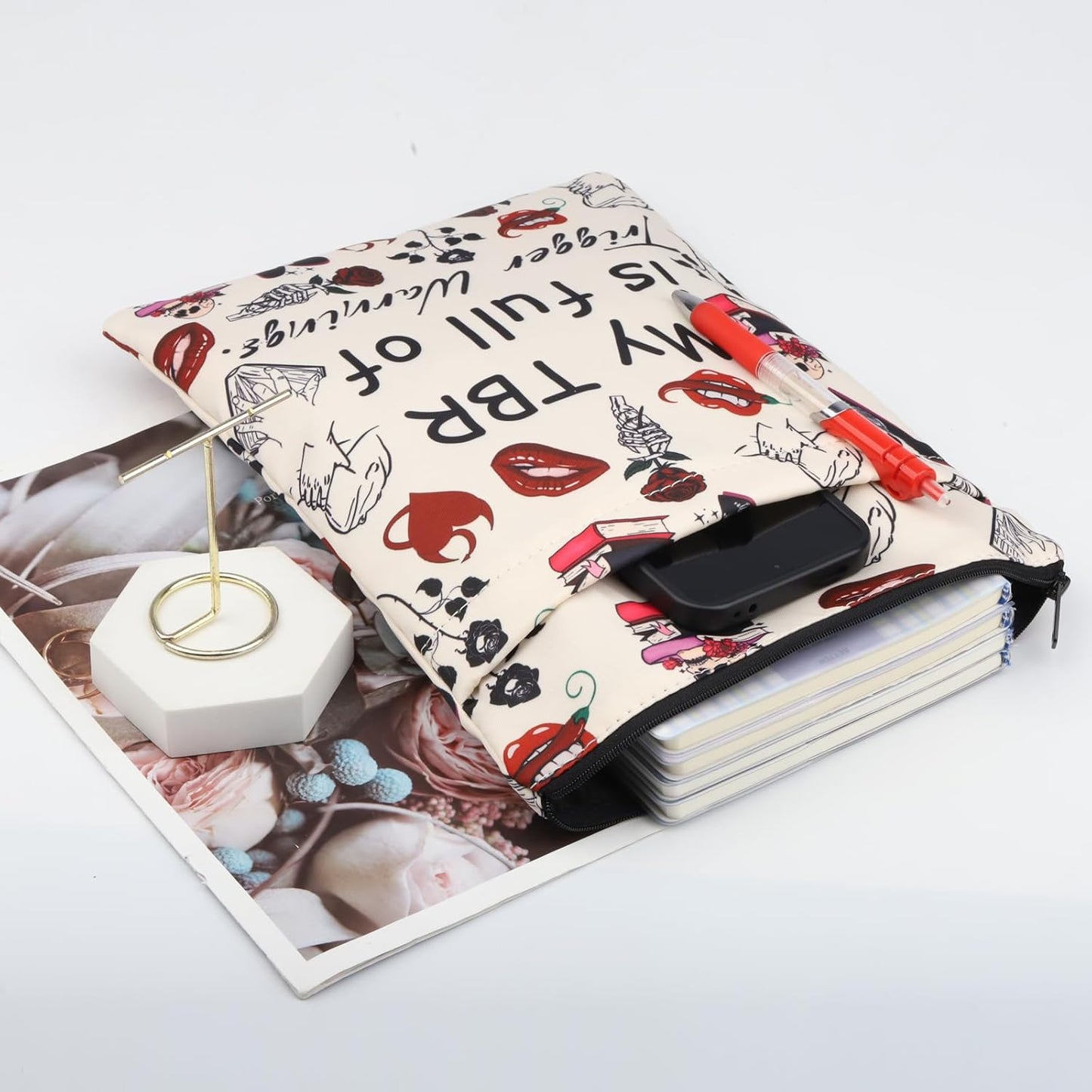 Romance Reader Book Sleeve To Be Read Book Cover Bookish Gift Enemies To Lover Gift My TBR Is Full Of Trigger Warnings Book Pouch (TbrTriggerWarningBS)