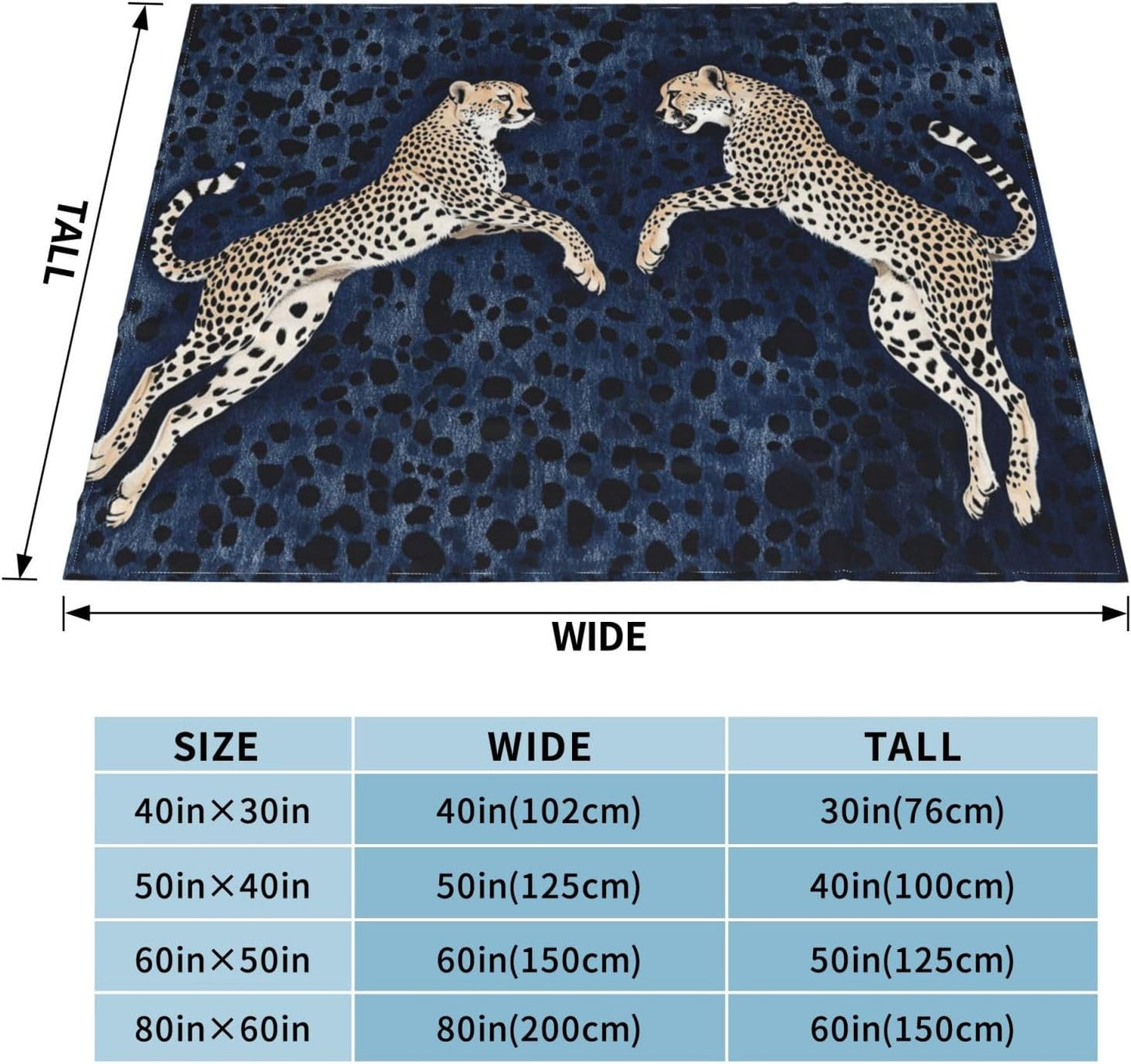 Leopard Blanket Cheetah Decor Animal Print Throw Blanket Gifts for Girls Boys Lovers Super Warm Soft Plush Lightweight Fleece Flannel Winter Bedding Blankets for Kids Adults Women Men 50"X40"