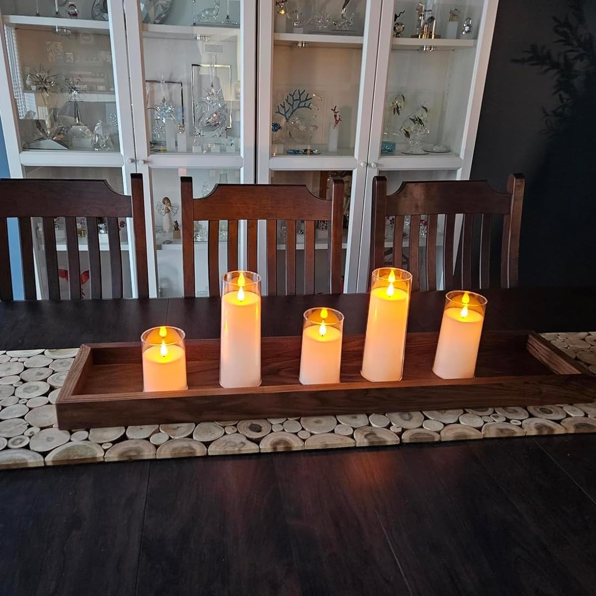 NICEME Pure White Flickering Flameless Candles, Battery Operated Acrylic LED Pillar Candles with Remote Control and Timer, Set of 5