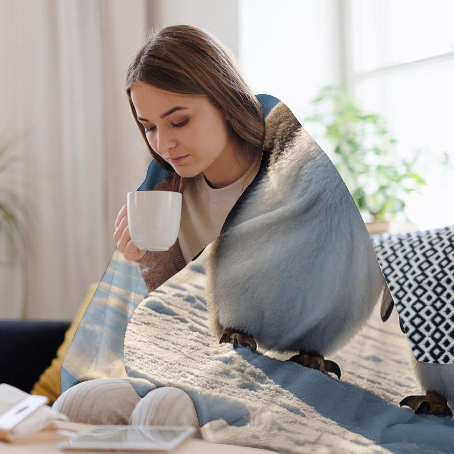 Cute Penguins Blanket Super Soft Lightweight Throw Blanket Cute Cozy Warm Bed Blanket Decorative Fuzzy Blanket All-Season Home Decor Gift for Sofa Couch Living Room 60"*80"（150 * 200cm）