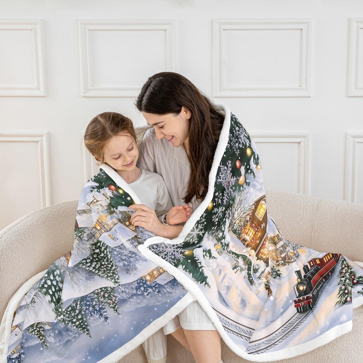 Feelyou Vintage Christmas Sherpa Throw Blanket for Couch Merry Christmas Super Soft Cozy Fleece Xmas Tree Gift Blanket for Winter, Plush Throw Throw 50"x60" All Season