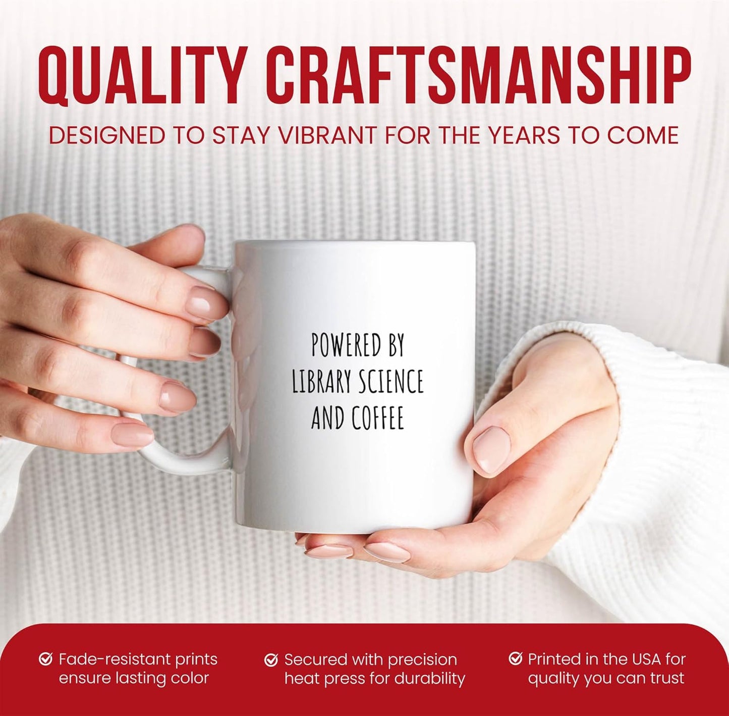 Library Science And Coffee Mug - Information Specialist Cup - Librarian Funny Gift From Colleagues - Book Lover Tea Mugs - Knowledge Seeker Cups - 11 Oz Ceramic Gifts For Birthday, Him, Her