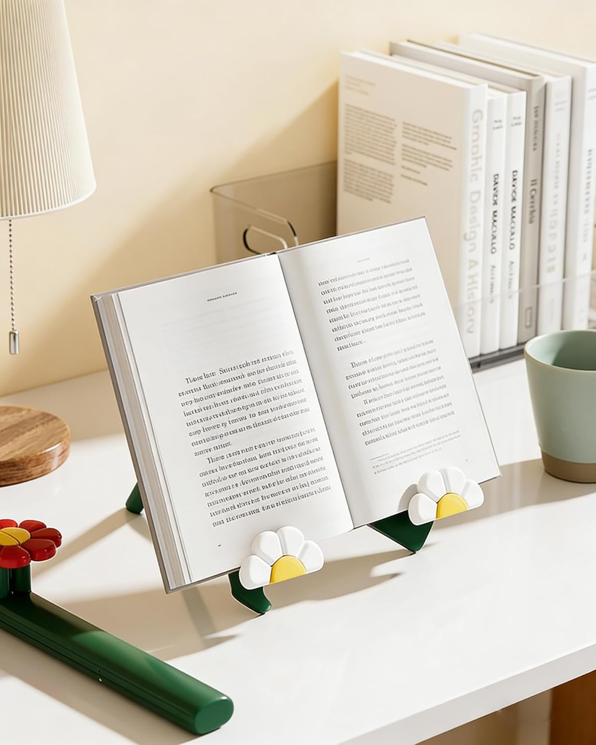 Foldable Book Stand Book Holder for Reading Hands-Free, Cookbook Stand for Kitchen Counter, Tablet Stand for Desk Adjustable Book Display Stand for Students, Chefs & Professionals