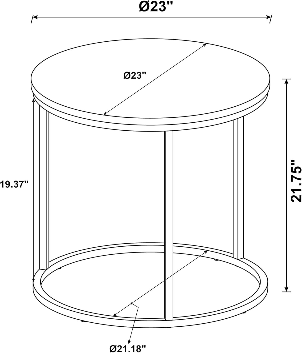 Coaster Home Furnishings - Lainey - Wood and Metal - Round End Table with Contemporary Style and Sturdy Construction - Living Room, Bedroom - 23 Inch - Gray - 736027