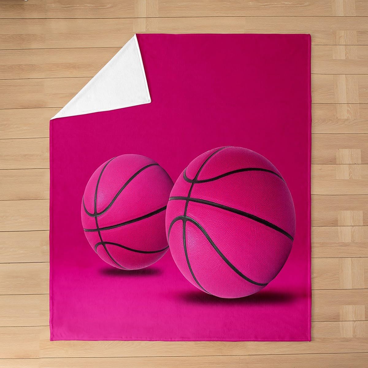 Castle Fairy 3D Basketball All Season Bed Blanket,Pink Ball Sports Games Fleece Throw Blanket for Kids Teens Boys Girls,Fashion Modern Plush Blanket Couch Sofa Decor, Twin 60"x80"